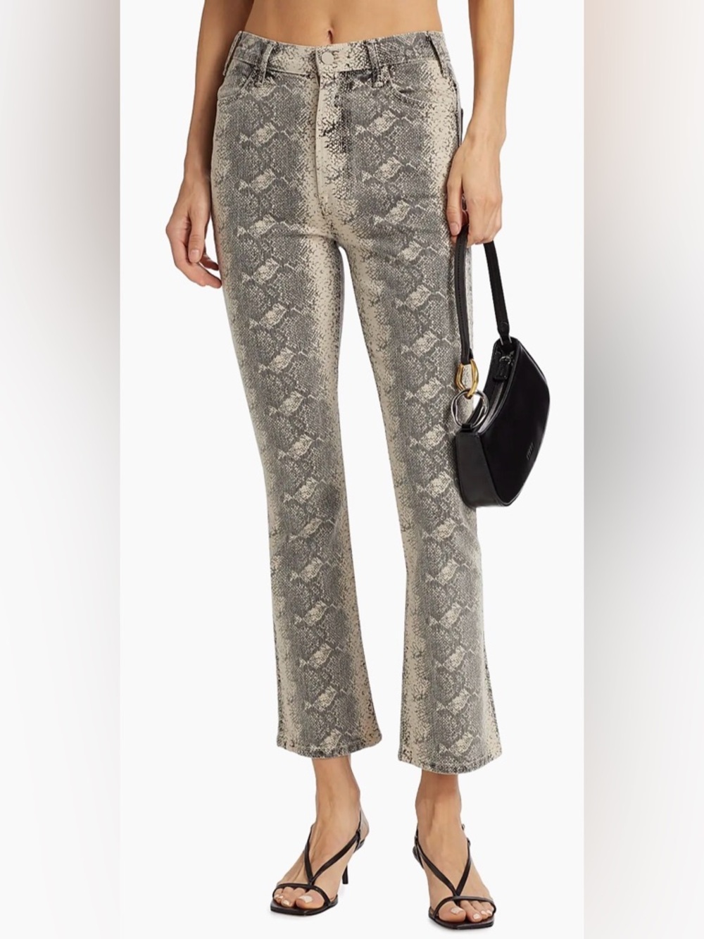 NWT MOTHER "The Hustler" Flood jeans in the "Boa Babe" snake print 27 - Picture 14 of 16